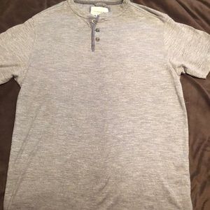 Gray button tee runs small